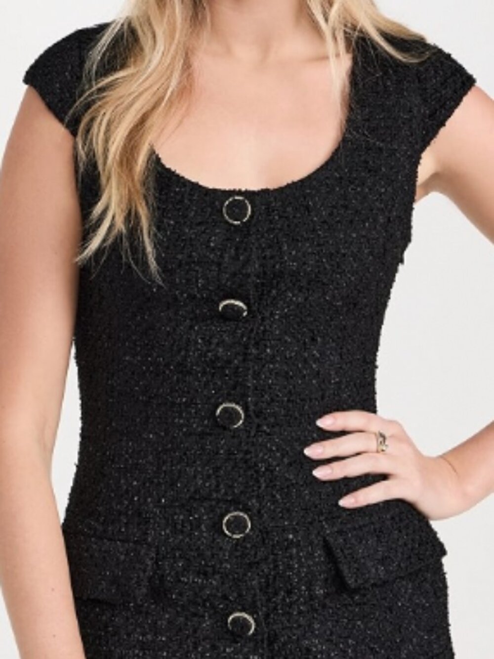 Endless Rose Scoop Neck Buttoned Mini Dress Size Small